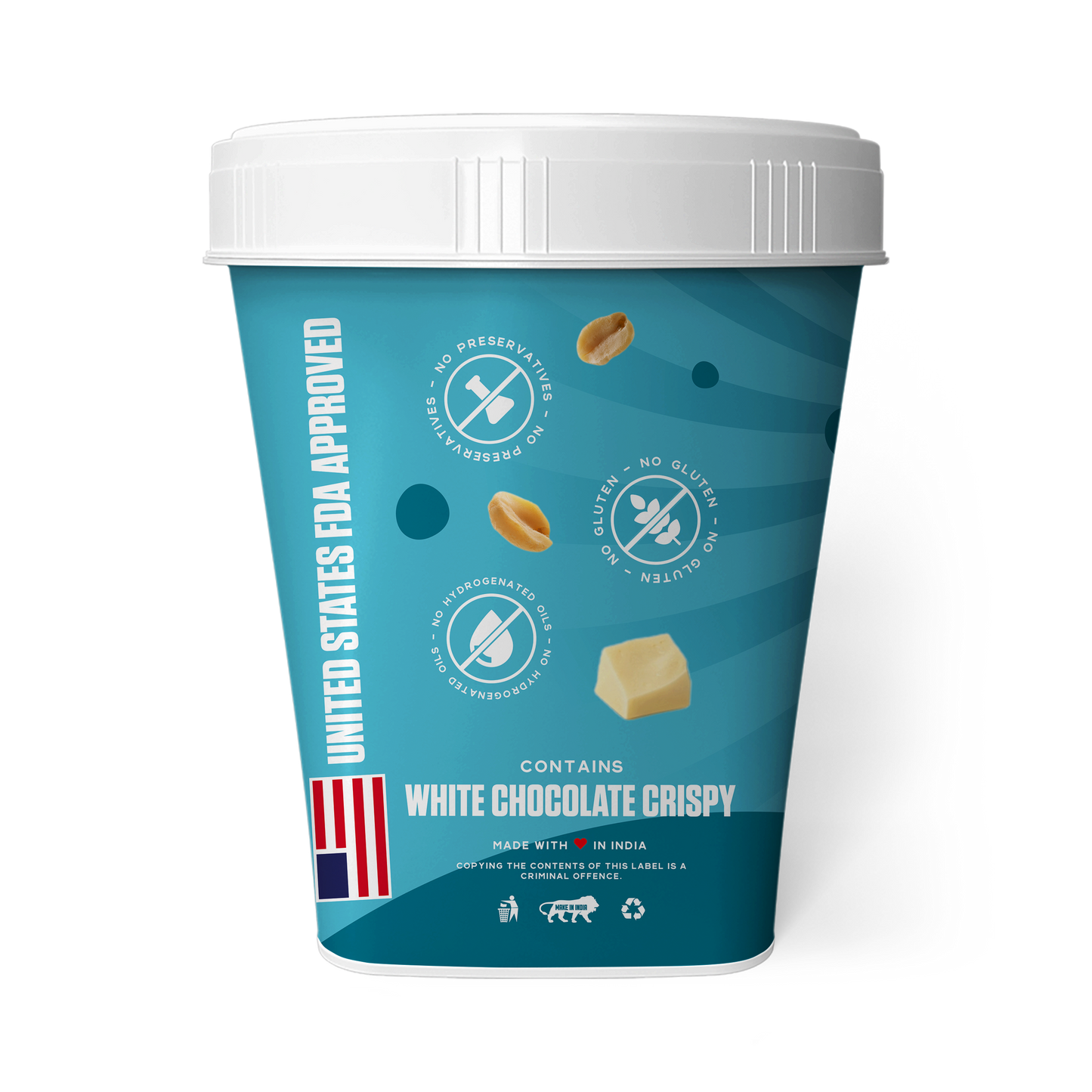 White Chocolate Peanut Butter (Crispy, 1Kg) | 26% Protein | No Cholestrol | No Preservatives | No Hydrogenated oils