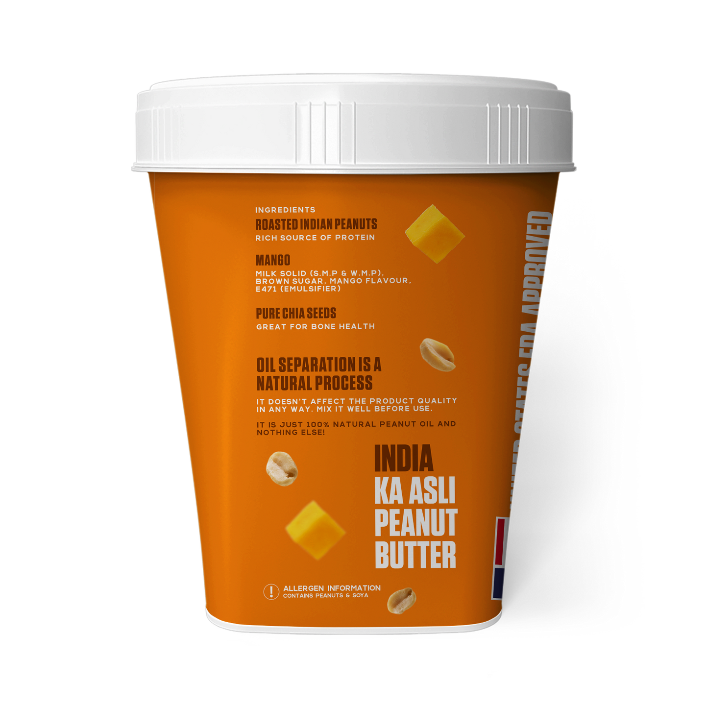 Mango With Chia Seeds Peanut Butter (Creamy, 1Kg) | 26% Protein | No Cholestrol | No Preservatives | No Hydrogenated oils
