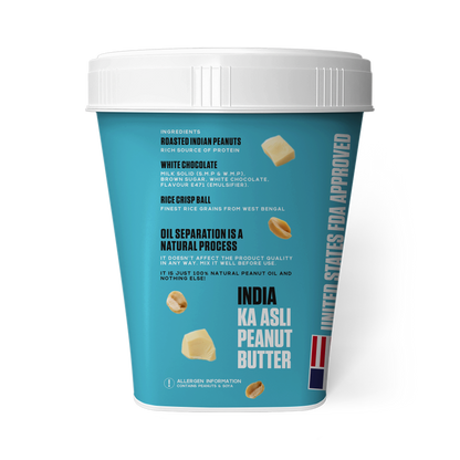 White Chocolate Peanut Butter (Crispy, 1Kg) | 26% Protein | No Cholestrol | No Preservatives | No Hydrogenated oils