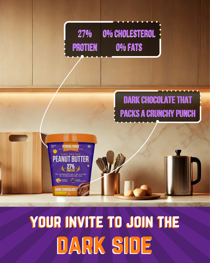 Dark Chocolate Peanut butter (Crunchy, 1Kg) | 27% Protein | No Cholestrol | No Preservatives | No Hydrogenated oils