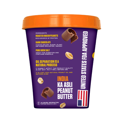 Dark Chocolate Peanut butter (Crunchy, 1Kg) | 27% Protein | No Cholestrol | No Preservatives | No Hydrogenated oils