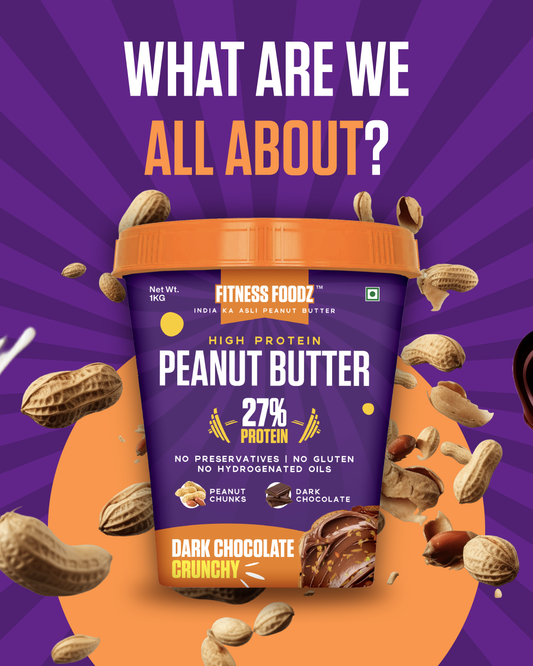 Dark Chocolate Peanut butter (Crunchy, 1Kg) | 27% Protein | No Cholestrol | No Preservatives | No Hydrogenated oils