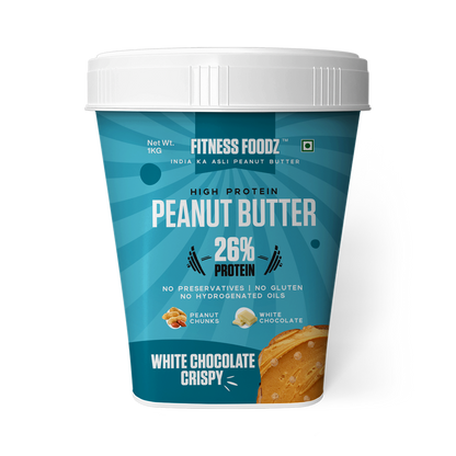 White Chocolate Peanut Butter (Crispy, 1Kg) | 26% Protein | No Cholestrol | No Preservatives | No Hydrogenated oils