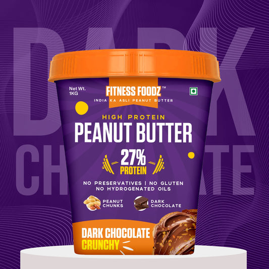 Dark Chocolate Peanut butter (Crunchy, 1Kg) | 26% Protein | No Cholestrol | No Preservatives | No Hydrogenated oils