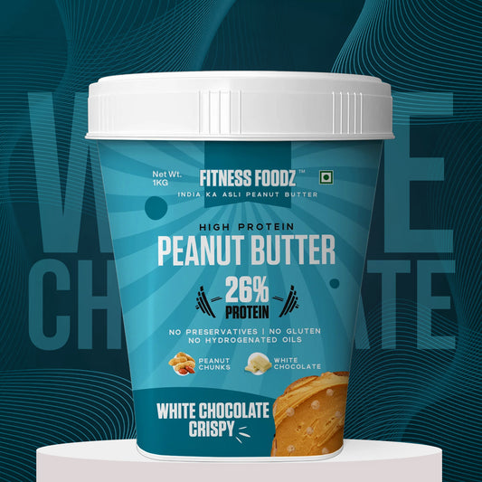 White Chocolate Peanut Butter (Crispy, 1Kg) | 26% Protein | No Cholestrol | No Preservatives | No Hydrogenated oils